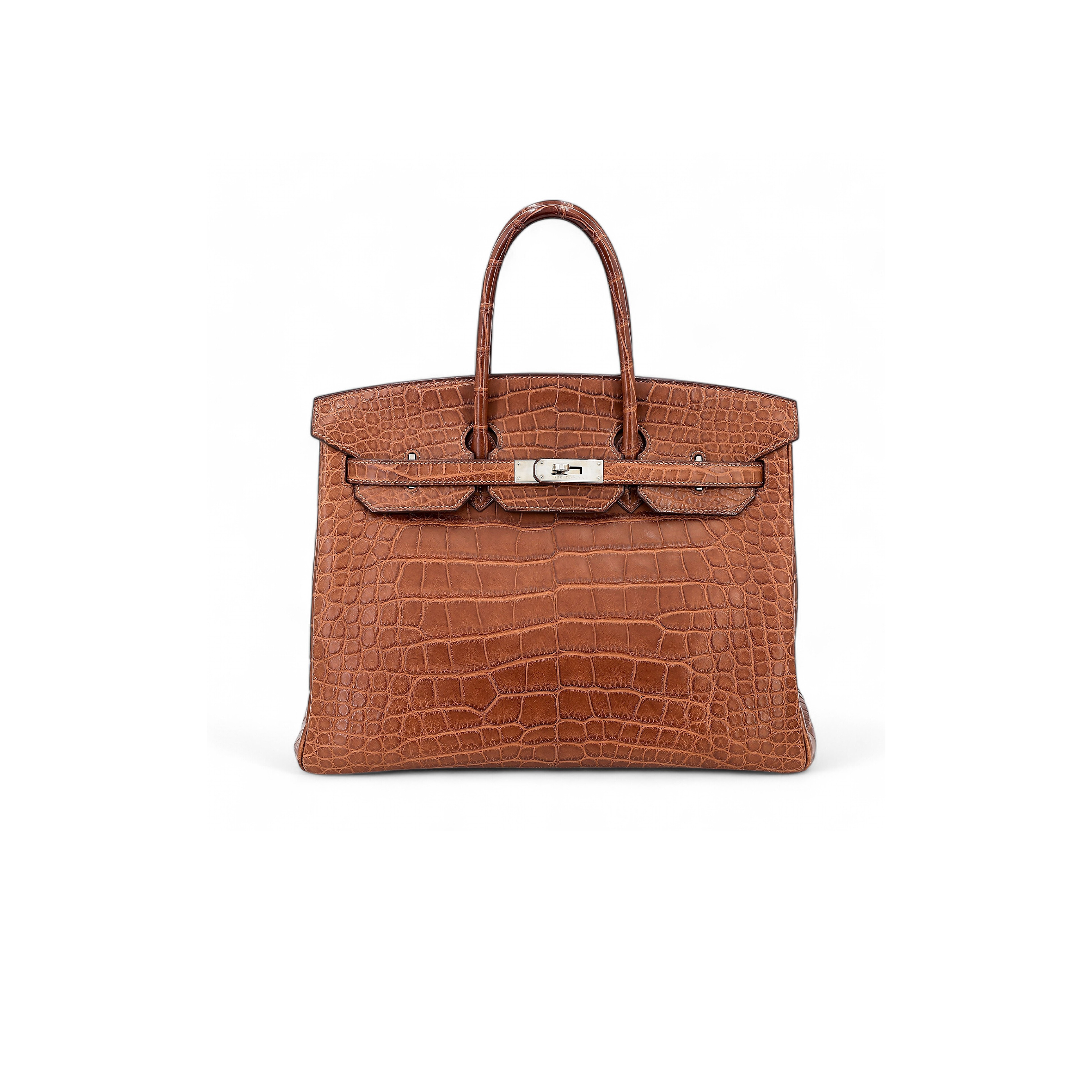 H**mes master birkin 35 crocodile leather golden brown gold buckle h041367ck02 (35*28*18cm)